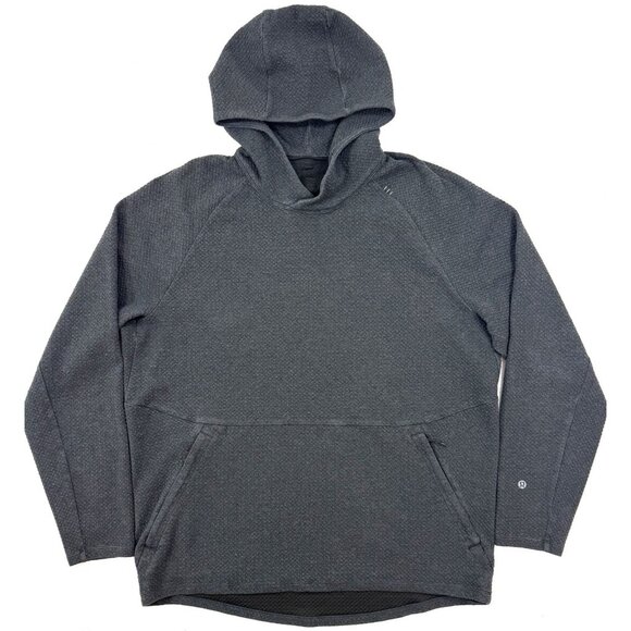 Lululemon Mens At Ease Hoodie Textured Double Knit Cotton Gray Size XL Gym